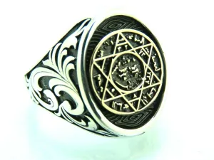 Turkish Handmade Jewelry 925 Sterling Silver Mason Design Men's Rings