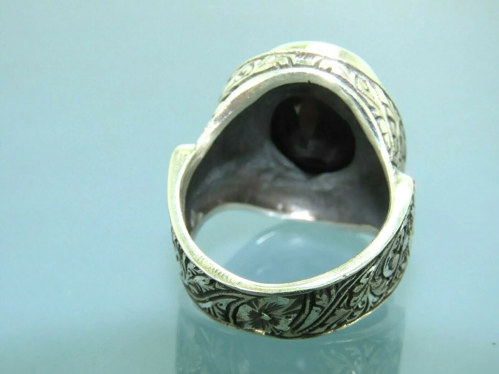 Turkish Handmade Jewelry 925 Sterling Silver Onyx Stone Mens Rings