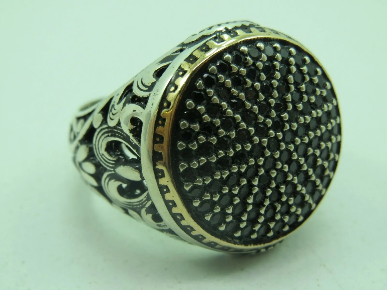 Turkish Handmade Jewelry 925 Sterling Silver Onyx Stone Mens Rings