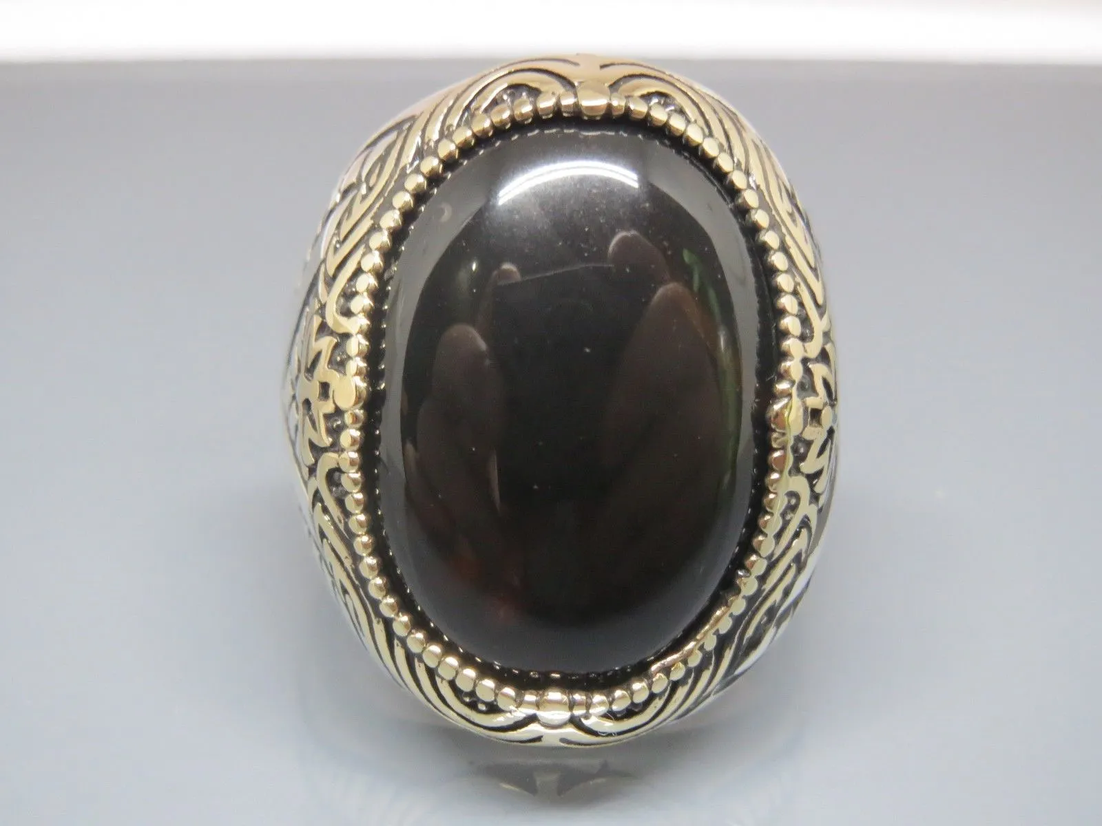 Turkish Handmade Jewelry 925 Sterling Silver Onyx Stone Mens Rings