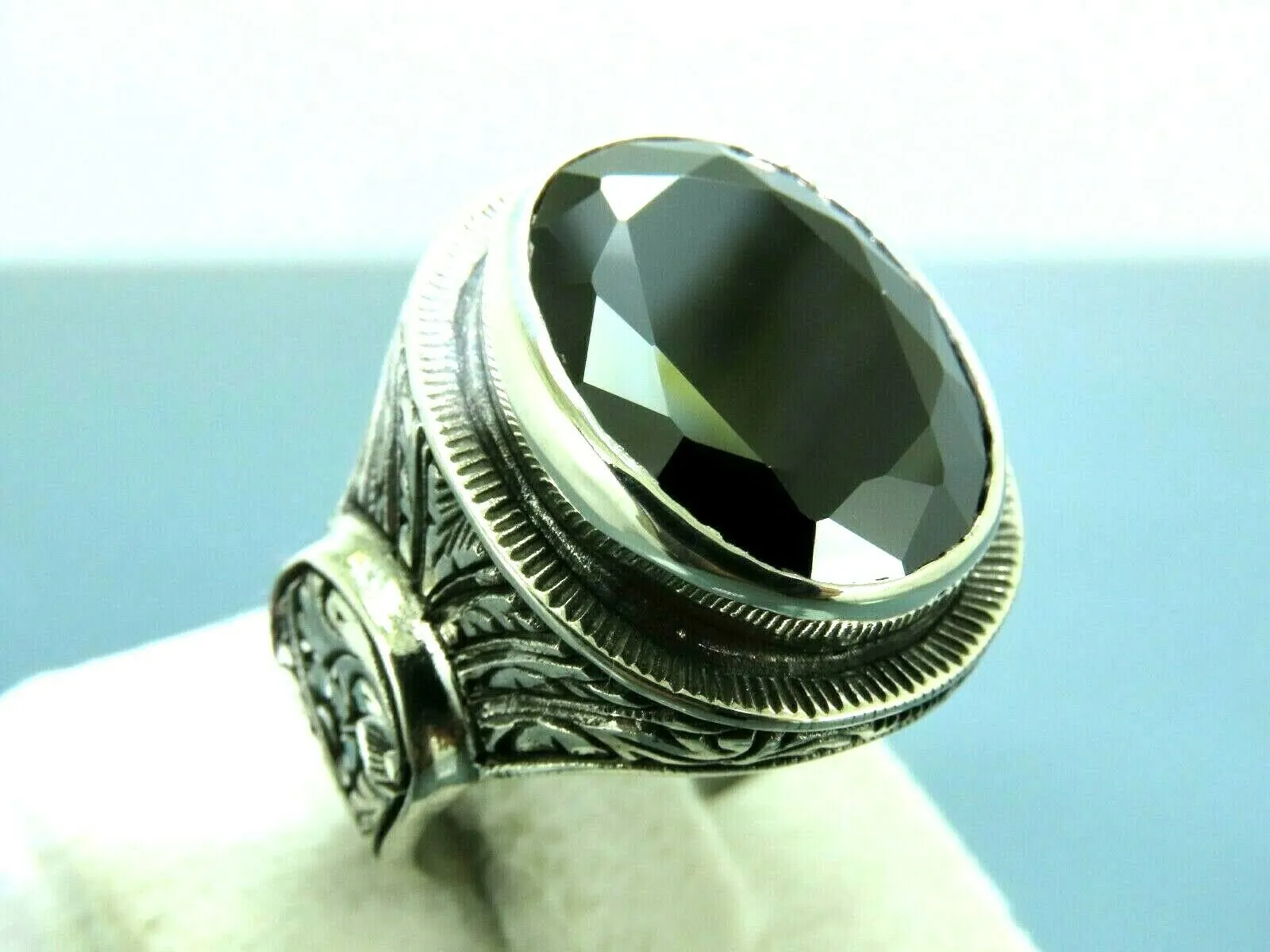 Turkish Handmade Jewelry 925 Sterling Silver Onyx Stone Mens Rings