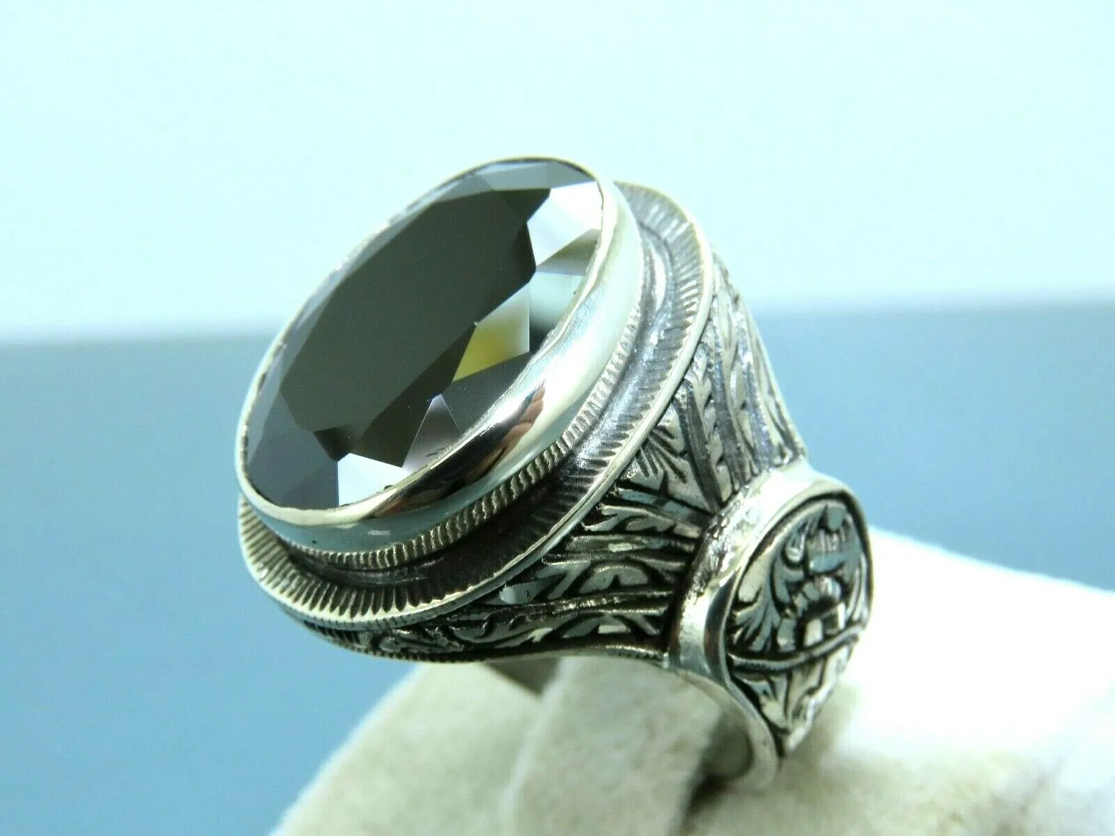 Turkish Handmade Jewelry 925 Sterling Silver Onyx Stone Mens Rings