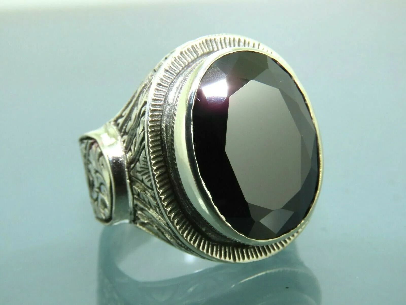 Turkish Handmade Jewelry 925 Sterling Silver Onyx Stone Mens Rings