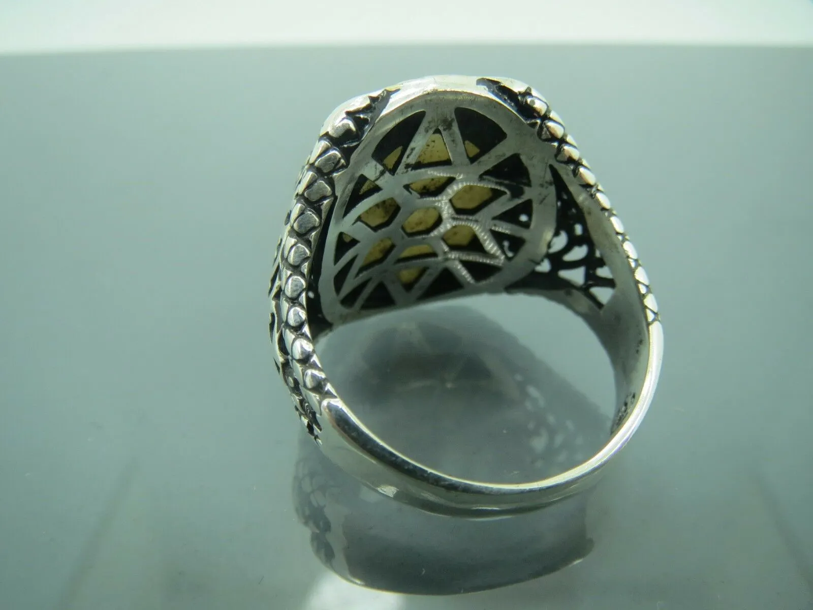 Turkish Handmade Jewelry 925 Sterling Silver Pearl Stone Men's Rings