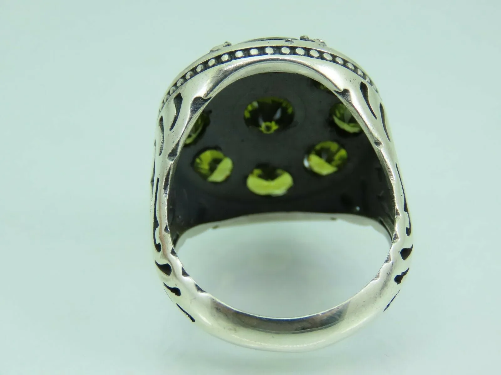 Turkish Handmade Jewelry 925 Sterling Silver Peridot Stone Men's Rings