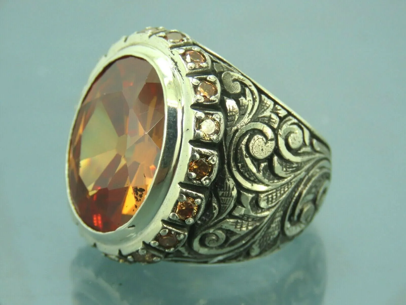 Turkish Handmade Jewelry 925 Sterling Silver Quartz Stone Mens Rings
