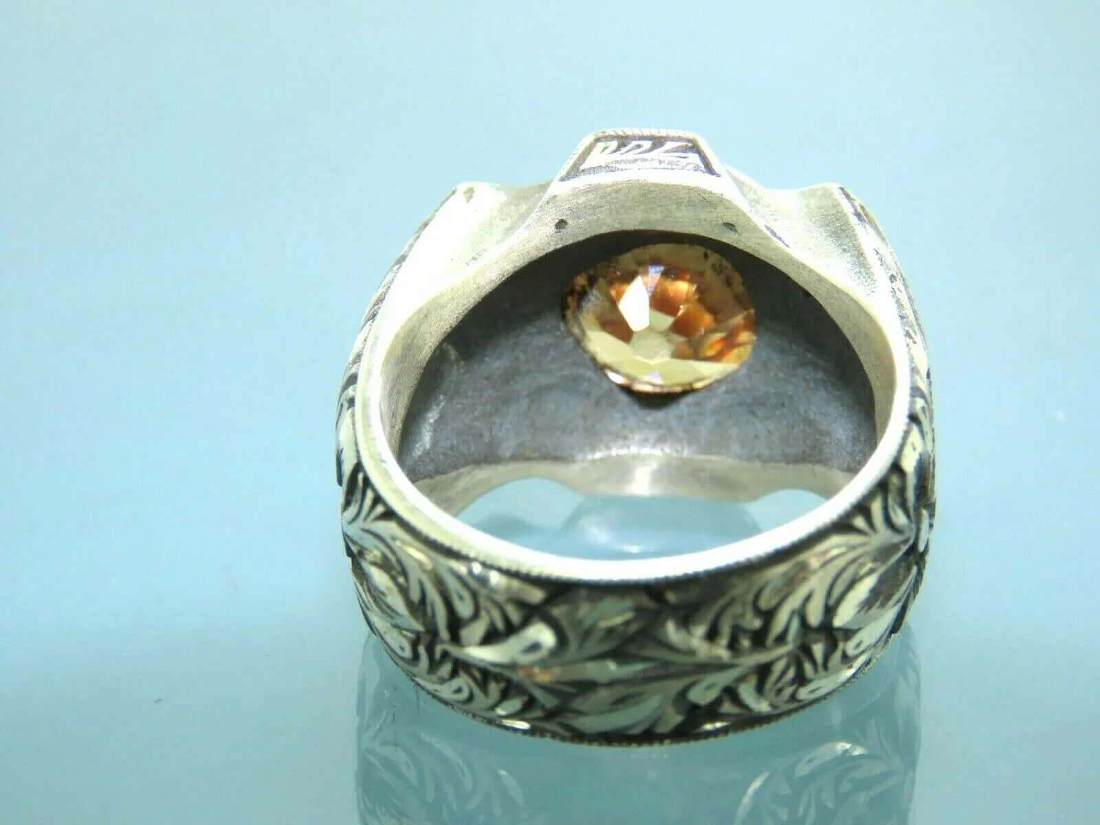 Turkish Handmade Jewelry 925 Sterling Silver Quartz Stone Mens Rings
