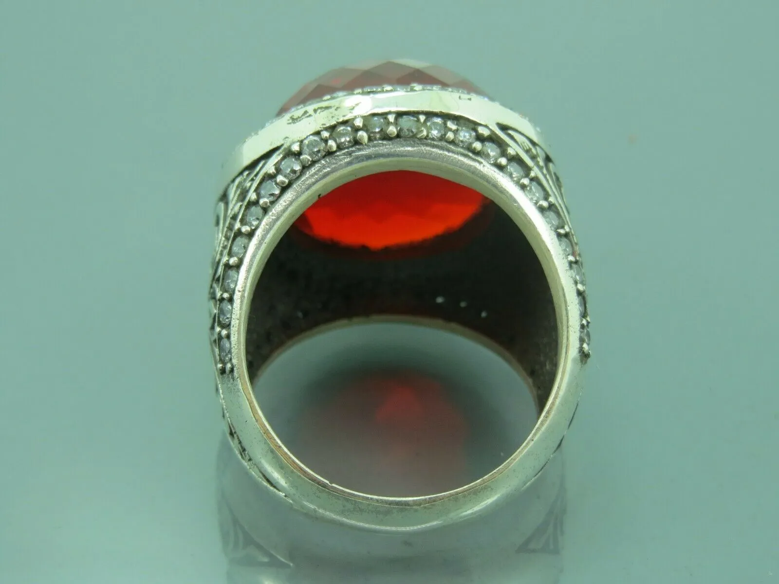 Turkish Handmade Jewelry 925 Sterling Silver Ruby Stone Mens Rings