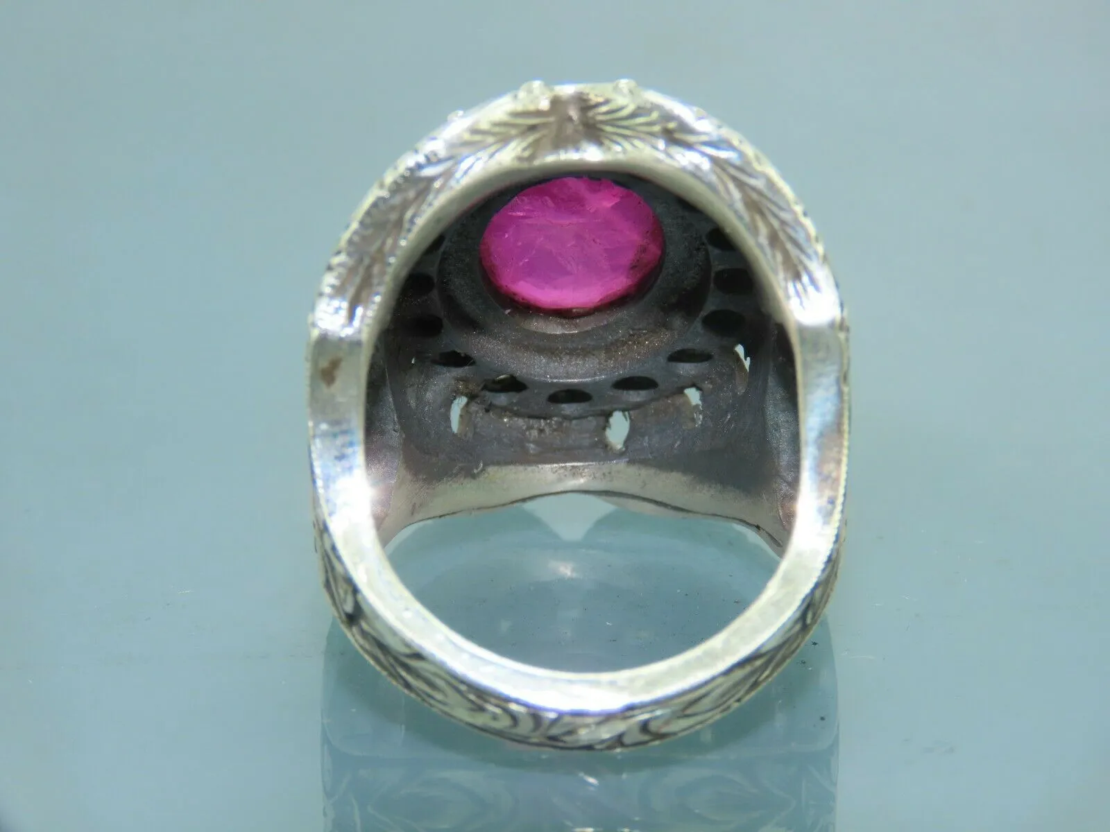 Turkish Handmade Jewelry 925 Sterling Silver Ruby Stone Mens Rings