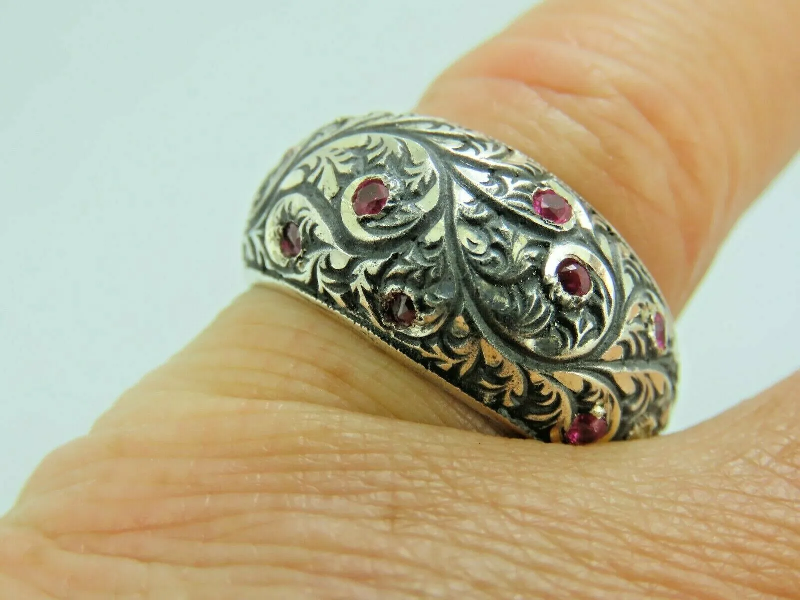 Turkish Handmade Jewelry 925 Sterling Silver Ruby Stone Mens Rings