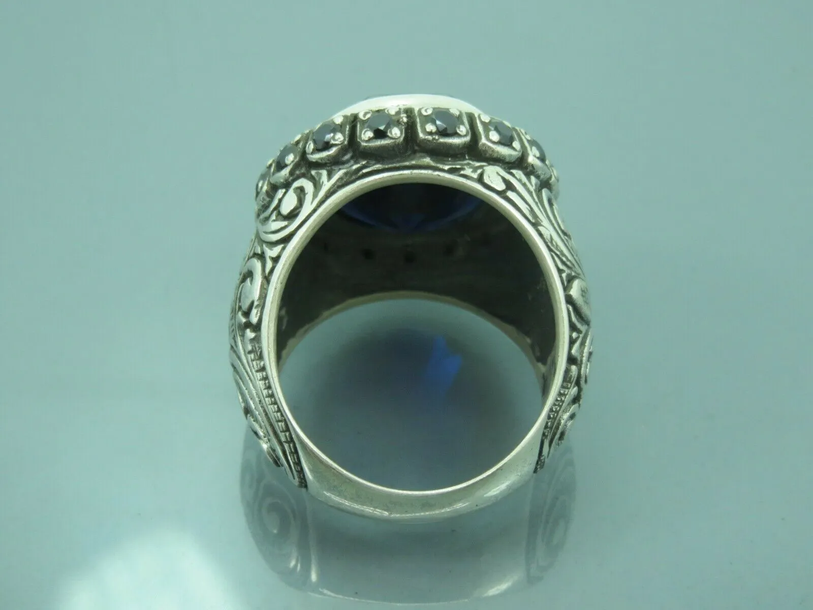 Turkish Handmade Jewelry 925 Sterling Silver Sapphire Stone Mens Rings