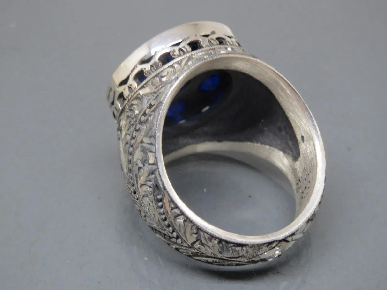 Turkish Handmade Jewelry 925 Sterling Silver Sapphire Stone Mens Rings