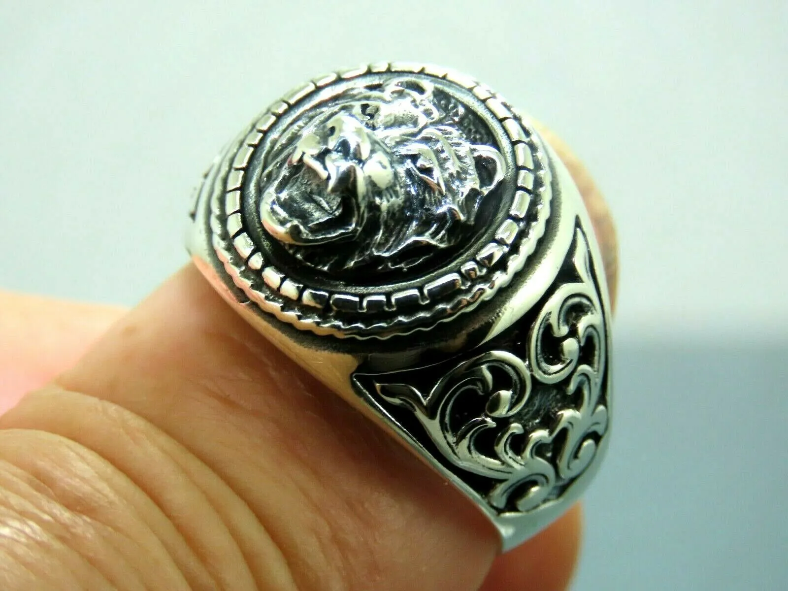 Turkish Handmade Jewelry 925 Sterling Silver Wolf Design Mens Rings