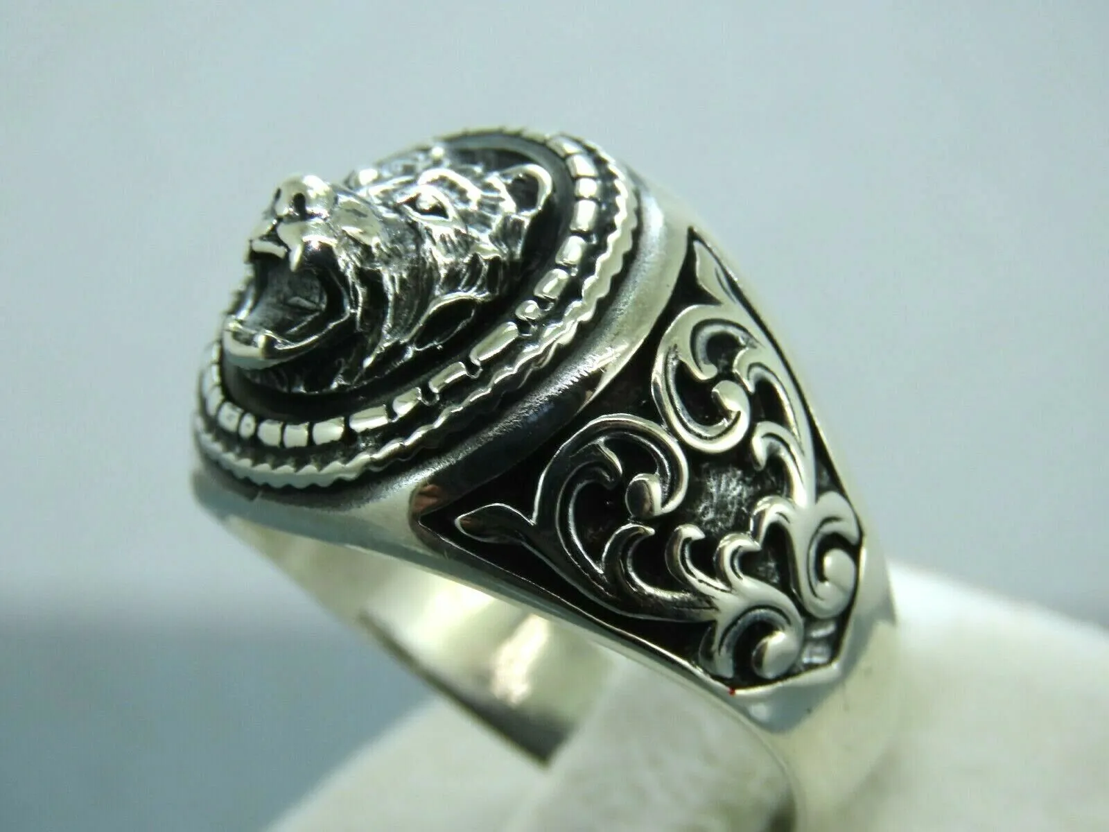 Turkish Handmade Jewelry 925 Sterling Silver Wolf Design Mens Rings