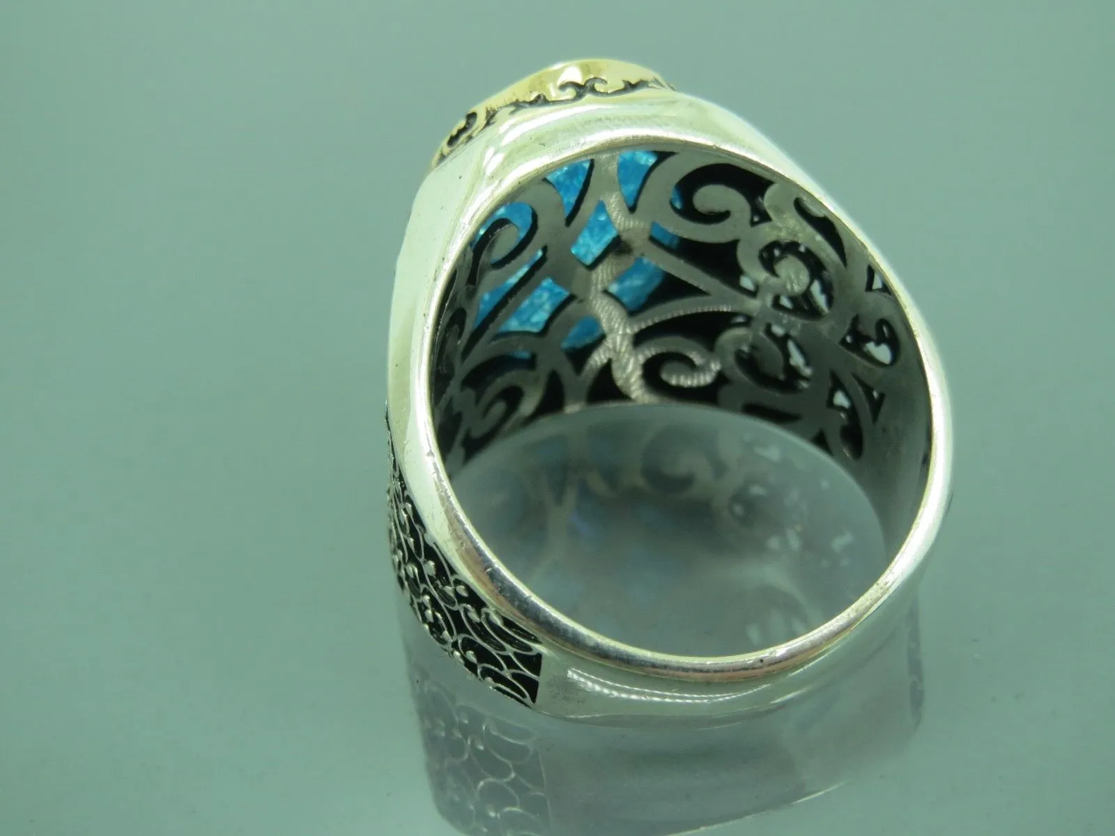 Turkish Handmade Jewelry 925 Sterling Silver Zircon Stone Mens Rings