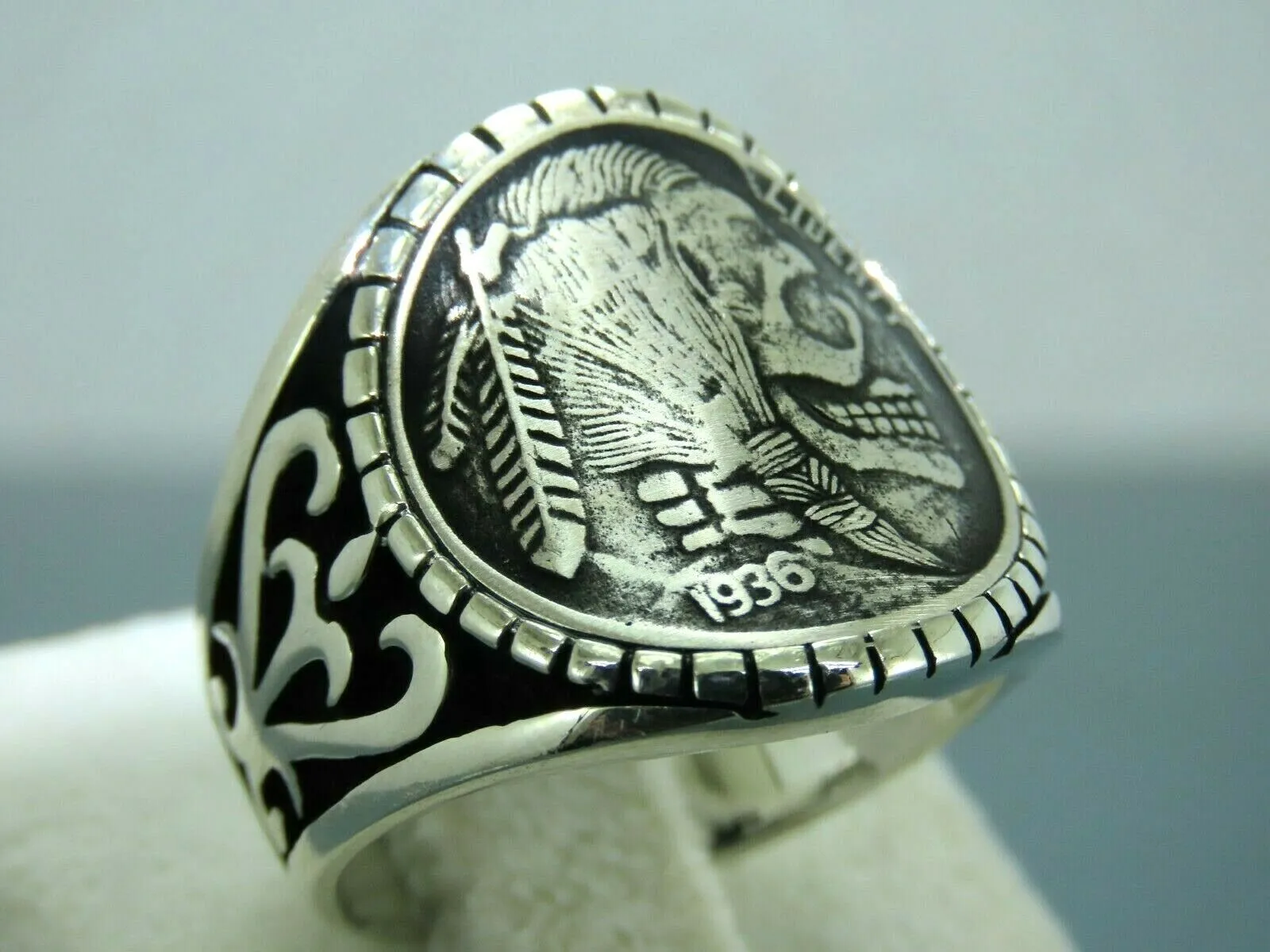 Turkish Hanmade 925 Sterling Silver Skul Design Mens Rings