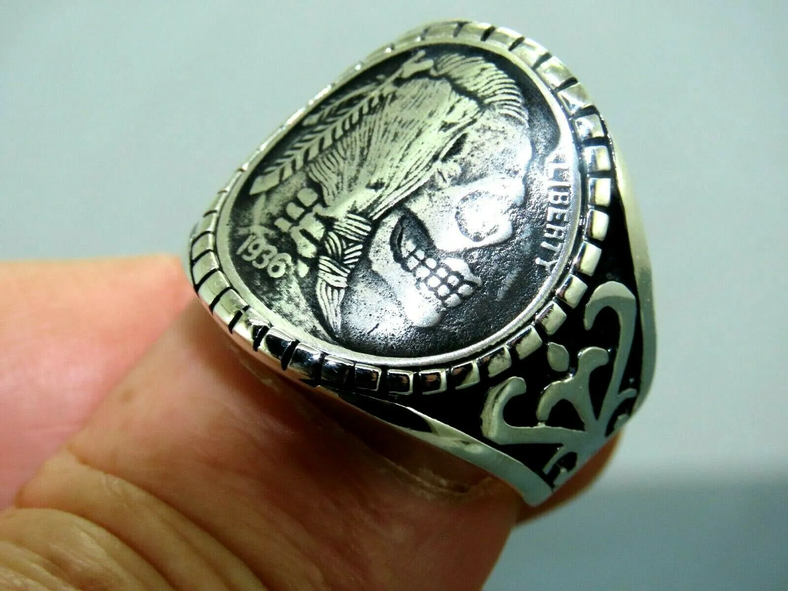 Turkish Hanmade 925 Sterling Silver Skul Design Mens Rings