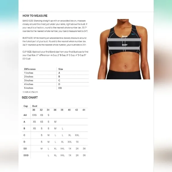 Under Armour 32DD Black sports bra
