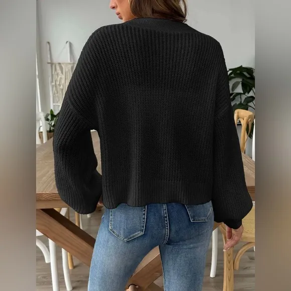 V-Neck Button Up Long Sleeve Cardigan