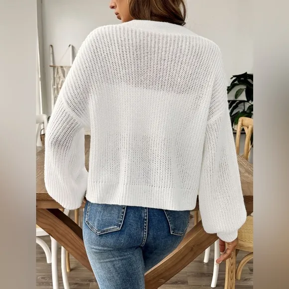 V-Neck Button Up Long Sleeve Cardigan