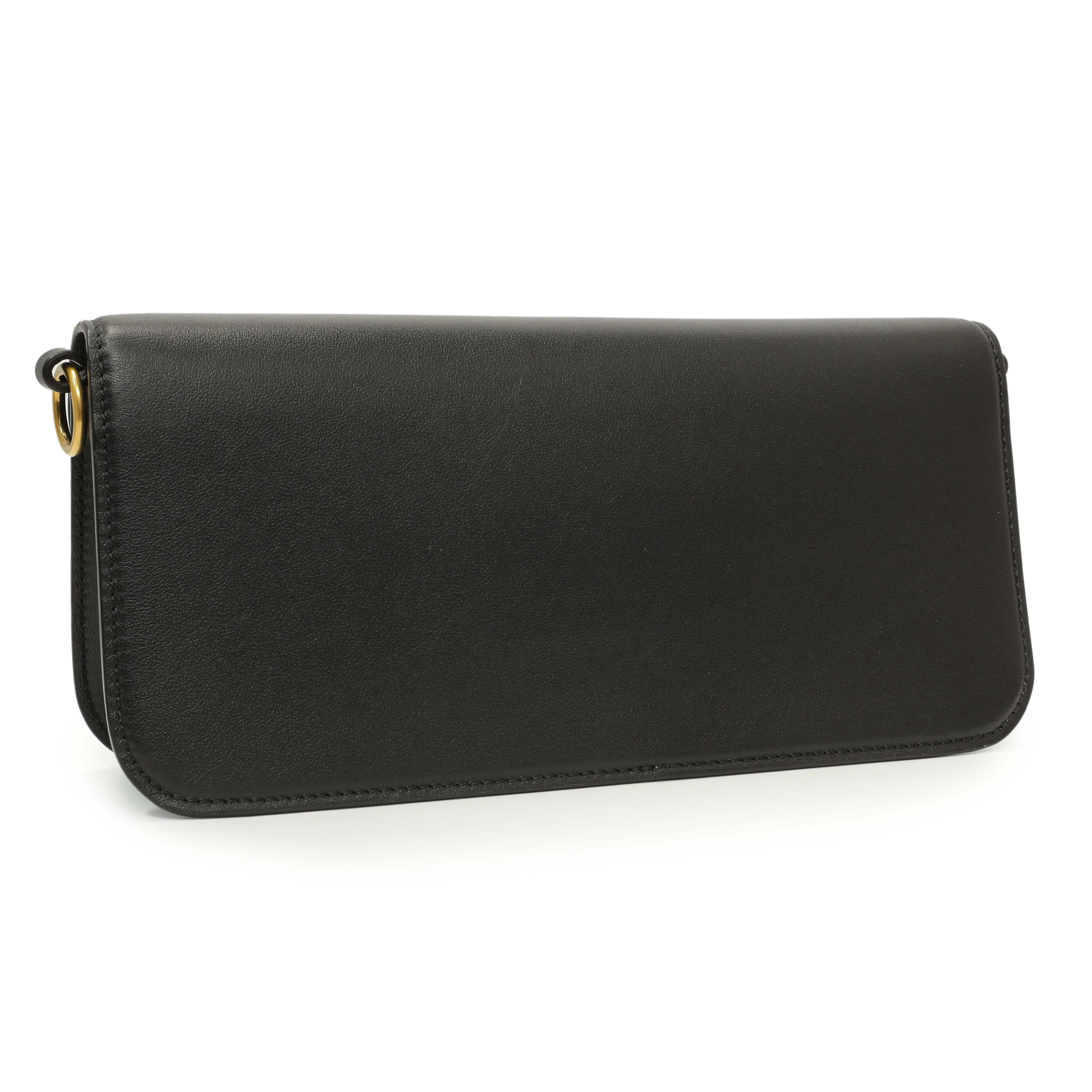 Valentino Black Calfskin Vlogo Loco Shoulder Bag