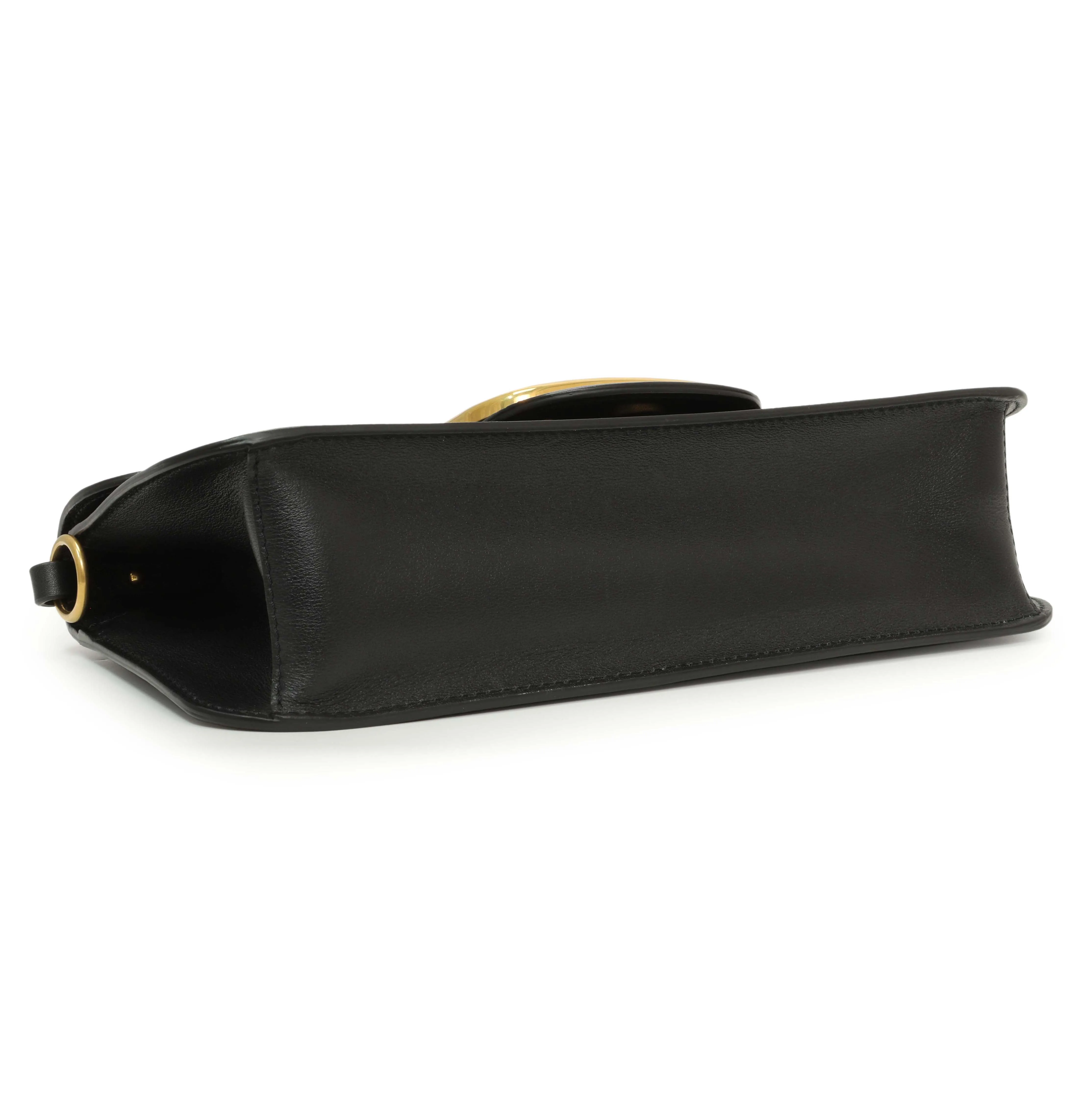 Valentino Black Calfskin Vlogo Loco Shoulder Bag
