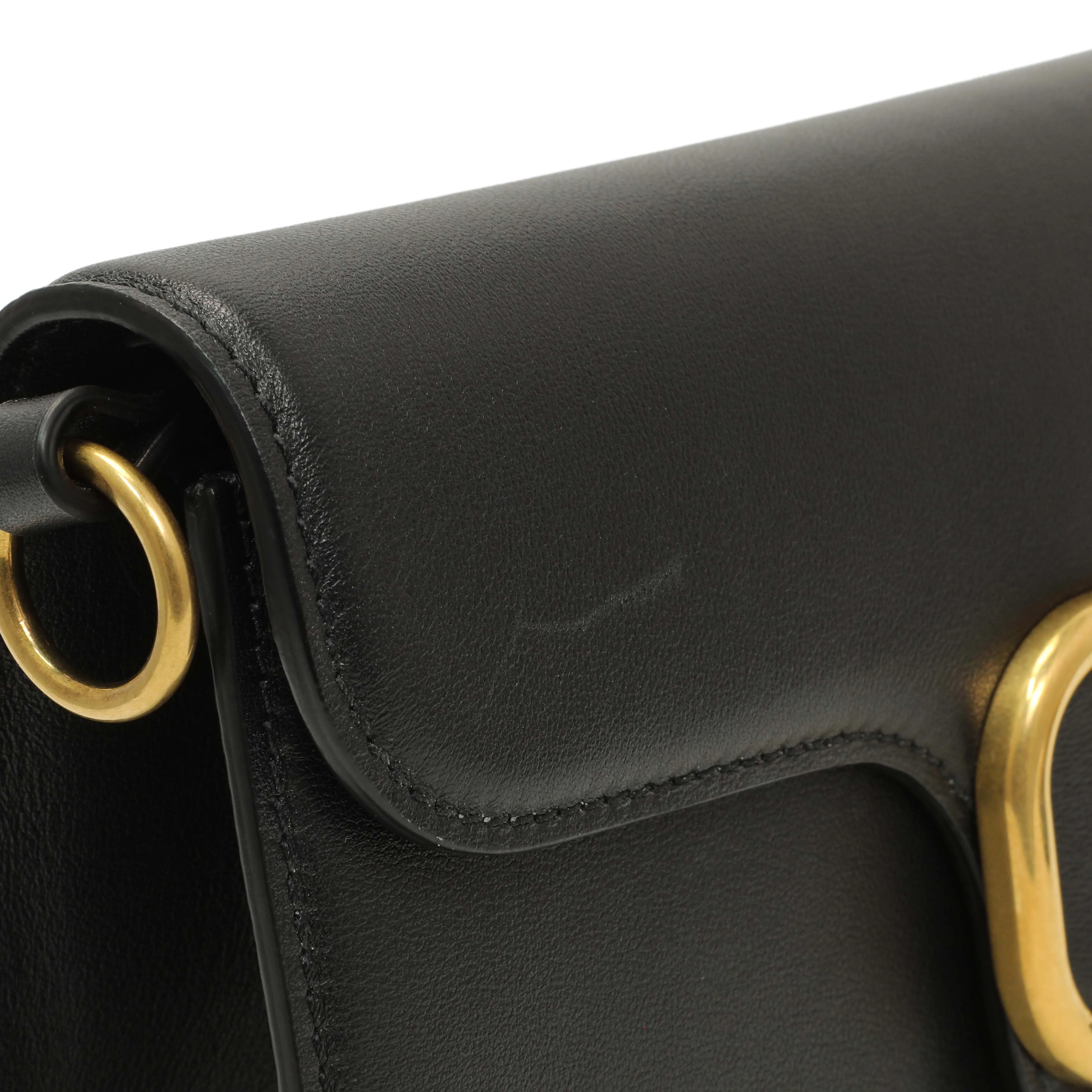Valentino Black Calfskin Vlogo Loco Shoulder Bag