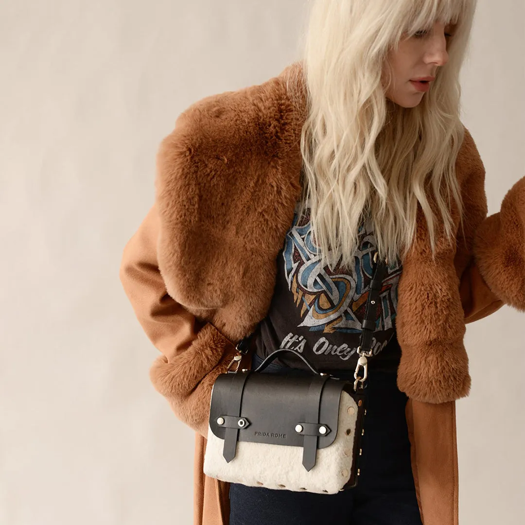 Vegan Faux Shearling Panel for The WEEK/END Crossbody Handbag