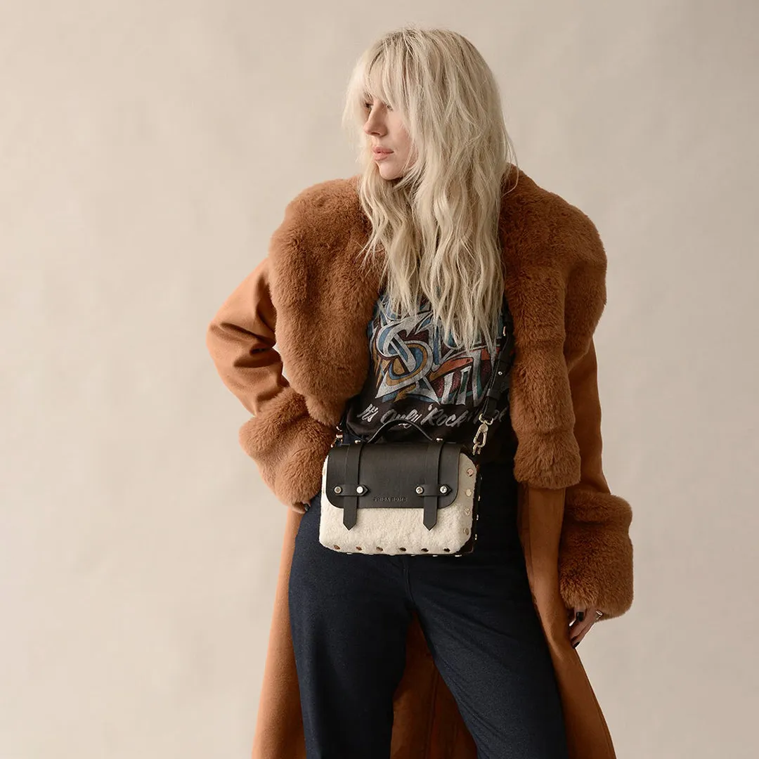 Vegan Faux Shearling Panel for The WEEK/END Crossbody Handbag