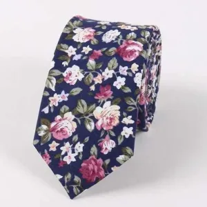 Vintage Gravatas Corbatas Floral Neck Tie - Purplish Blue