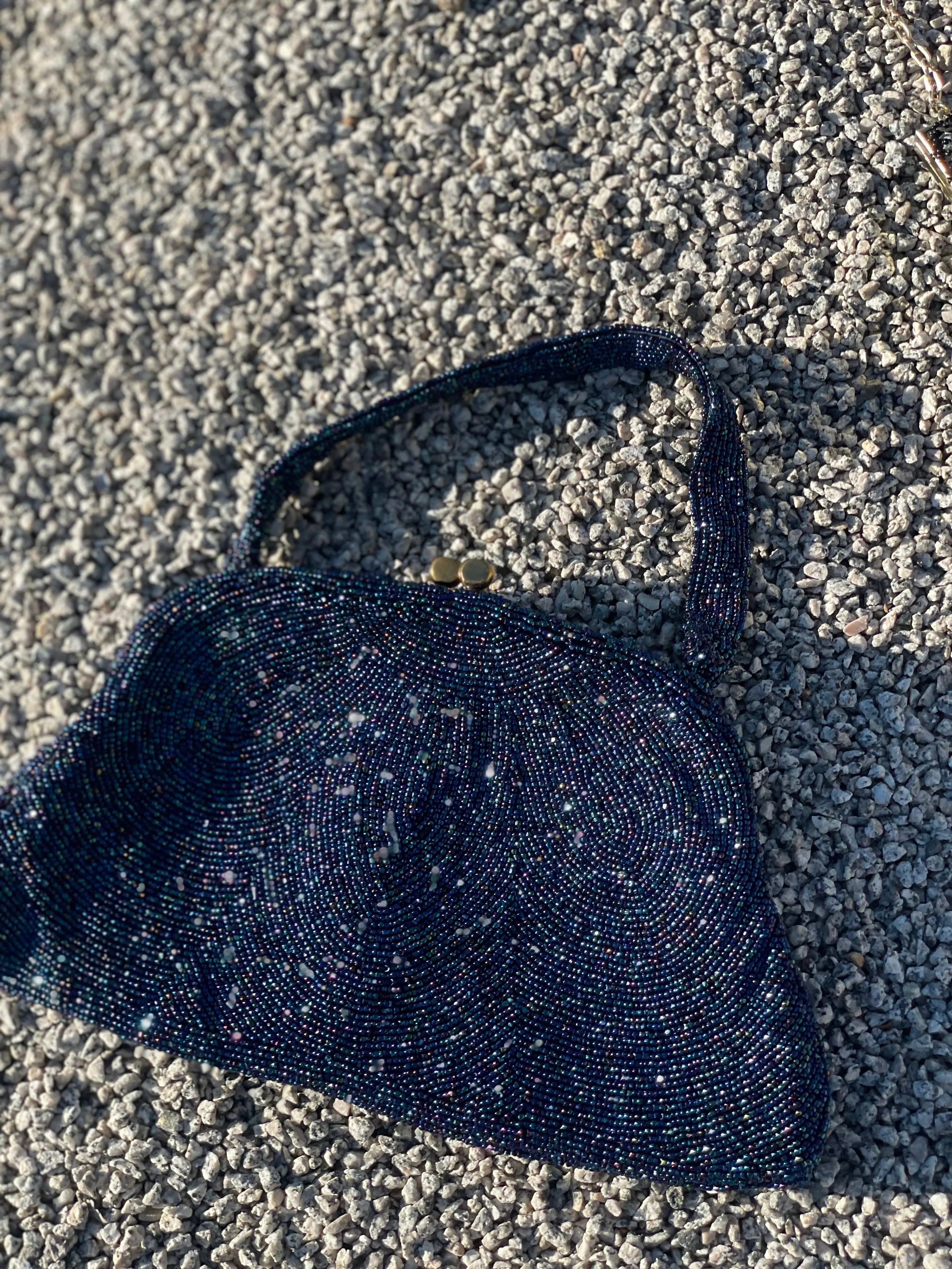 Vintage Midnight Blue Beaded Handbag Purse by Walborg