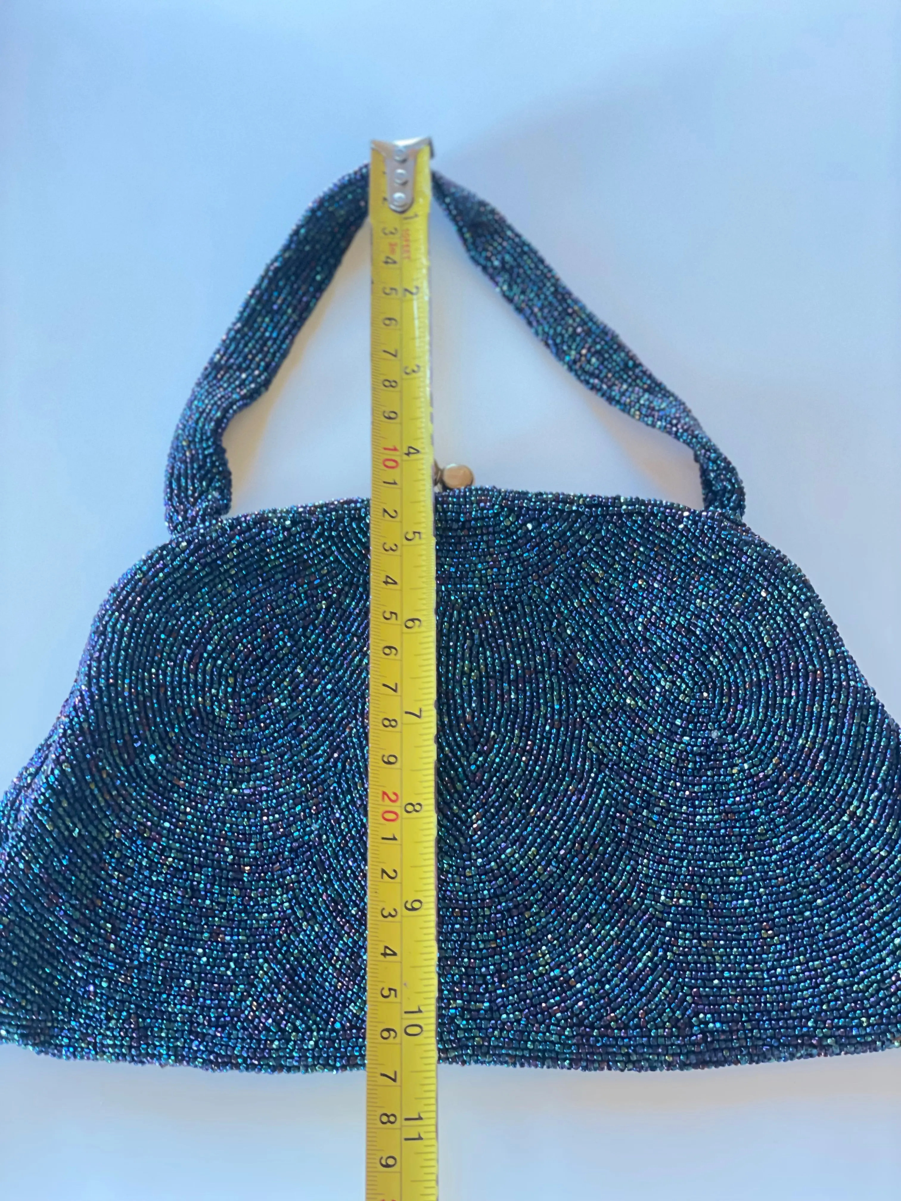 Vintage Midnight Blue Beaded Handbag Purse by Walborg