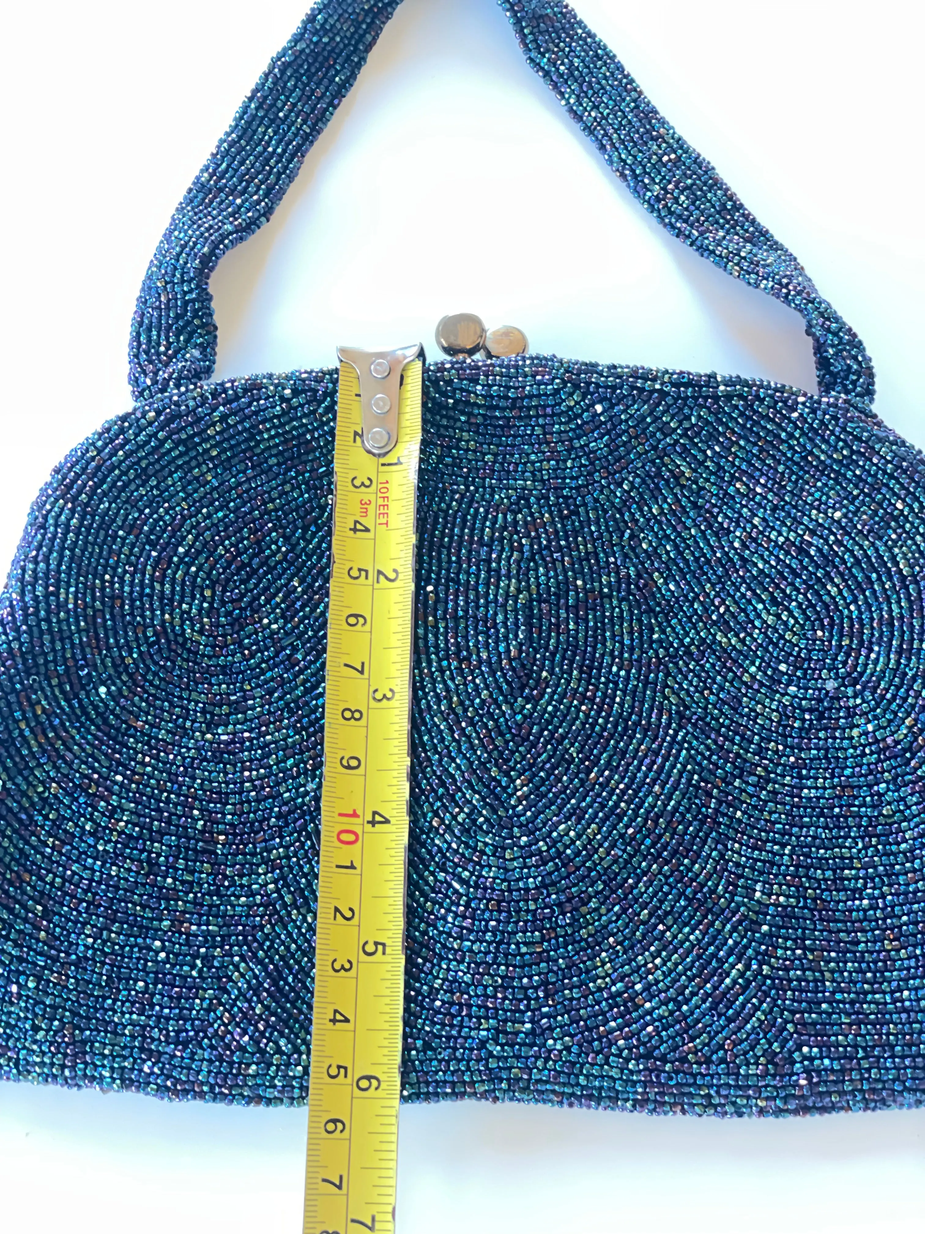 Vintage Midnight Blue Beaded Handbag Purse by Walborg