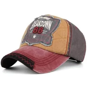 Washed Sanding Nostalgic Letters Patchwork Baseball Hat - Coffee