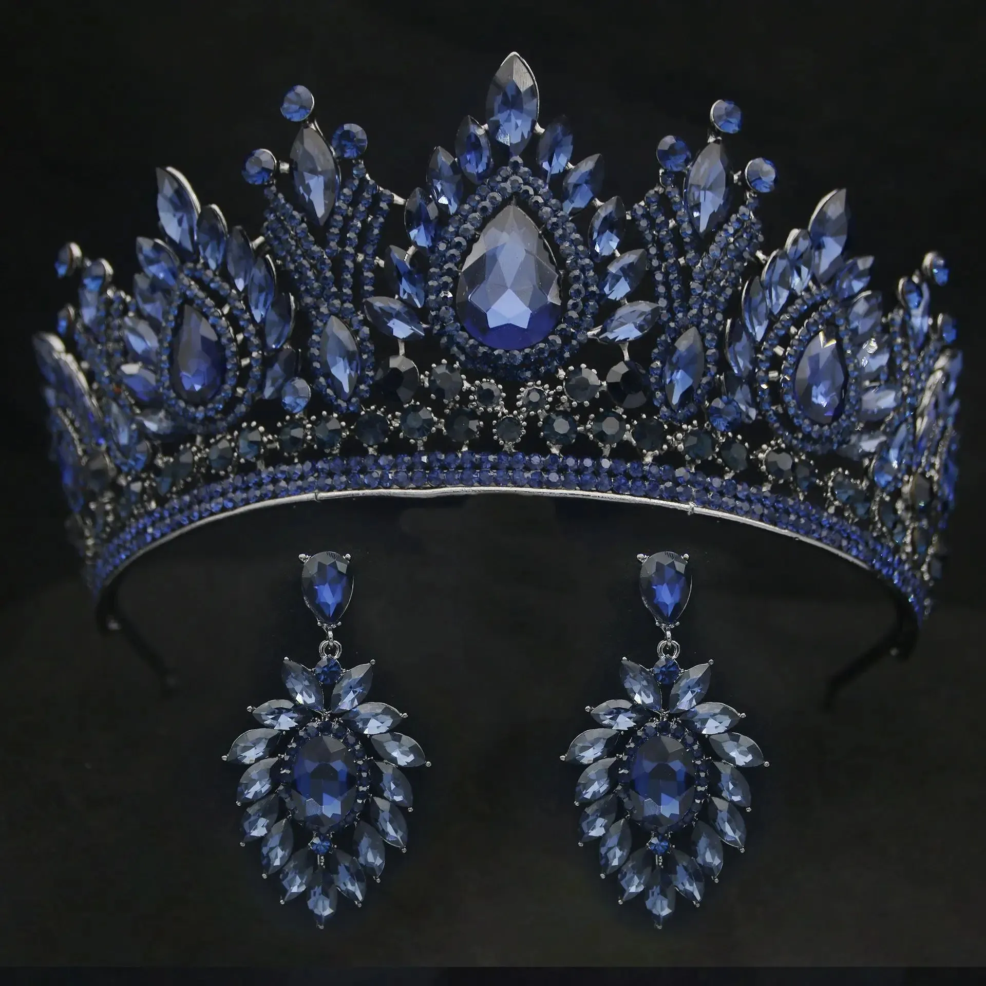 Water Drop Puprle Crystal Tiara Crown