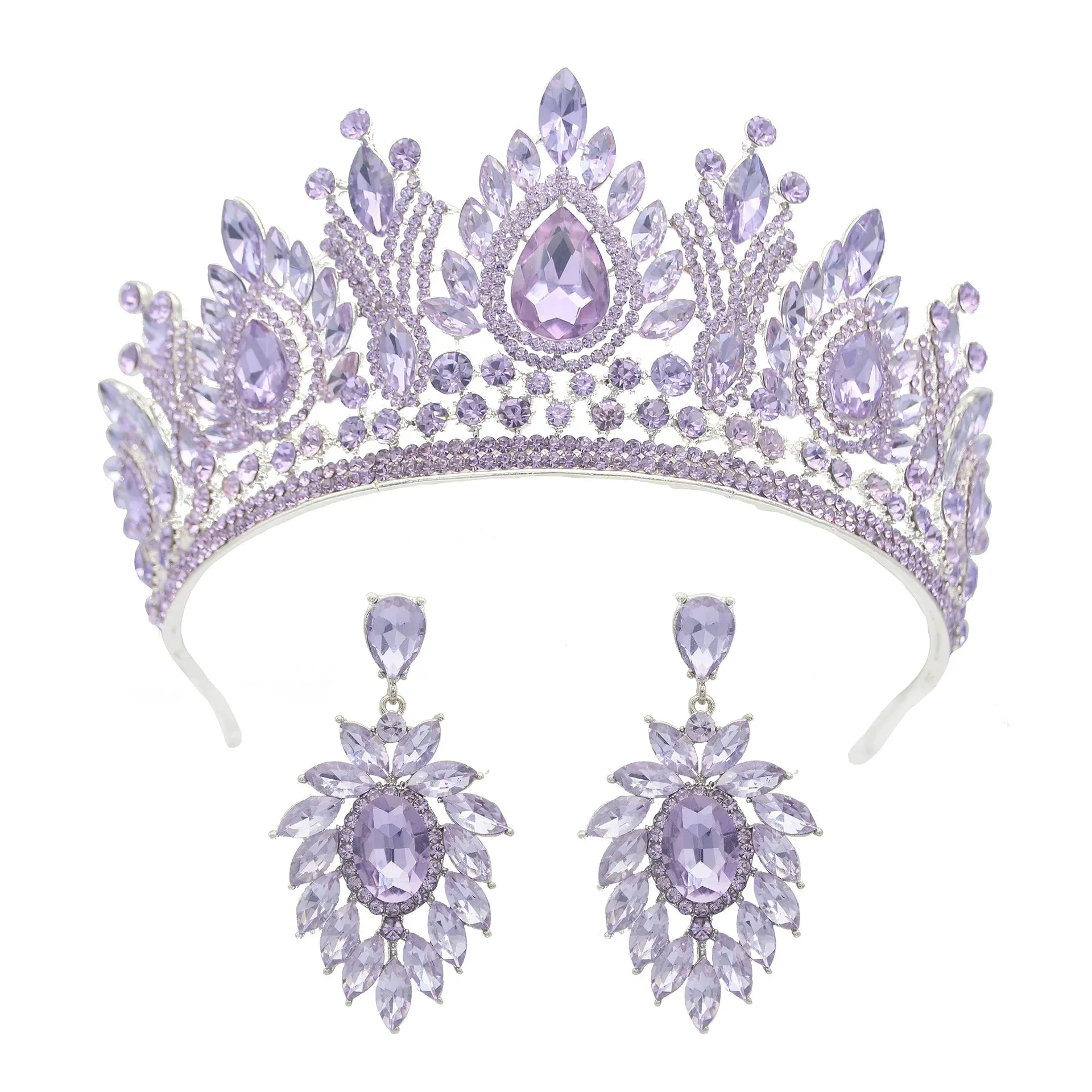 Water Drop Puprle Crystal Tiara Crown