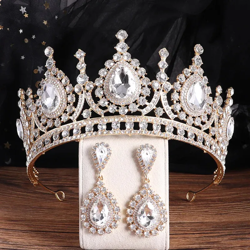 Water Drop Puprle Crystal Tiara Crown