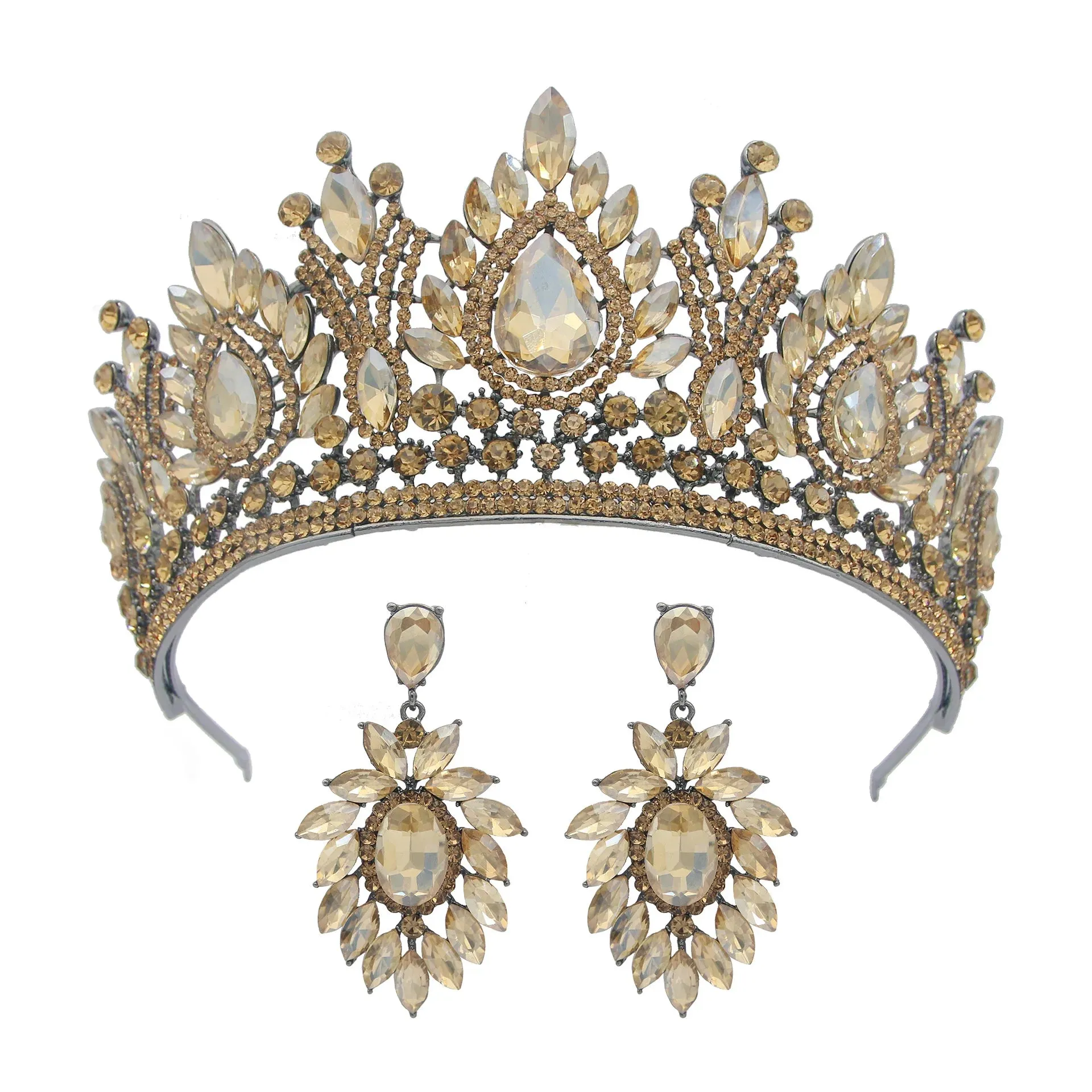 Water Drop Puprle Crystal Tiara Crown