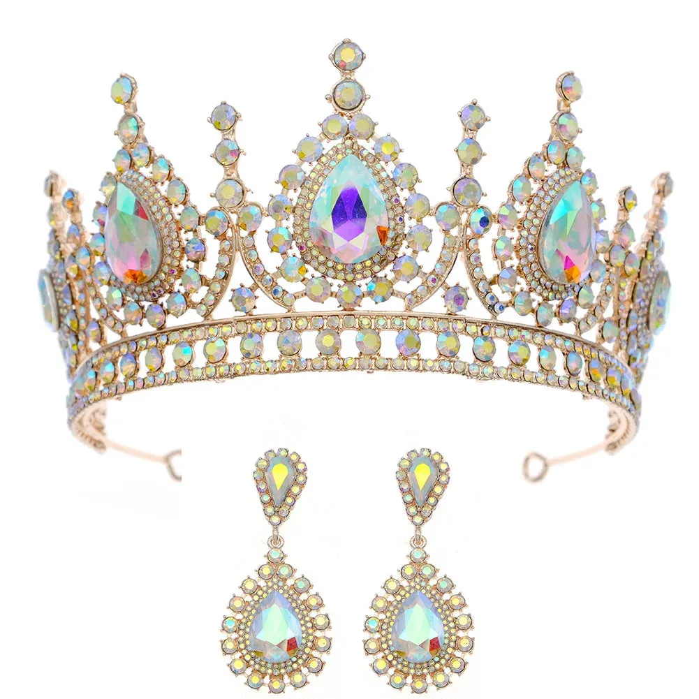 Water Drop Puprle Crystal Tiara Crown