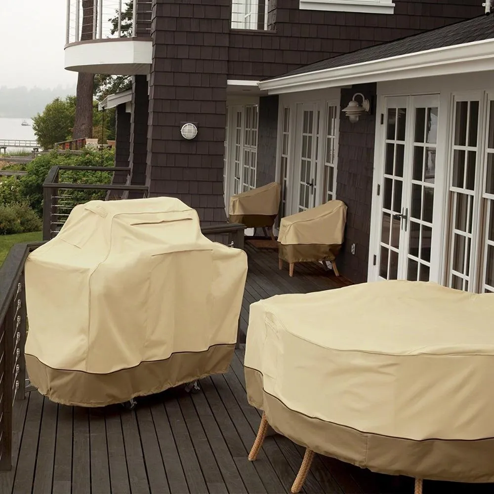 Waterproof Bbq Cover With Sundry Bag - 190X71X117Cm Beige