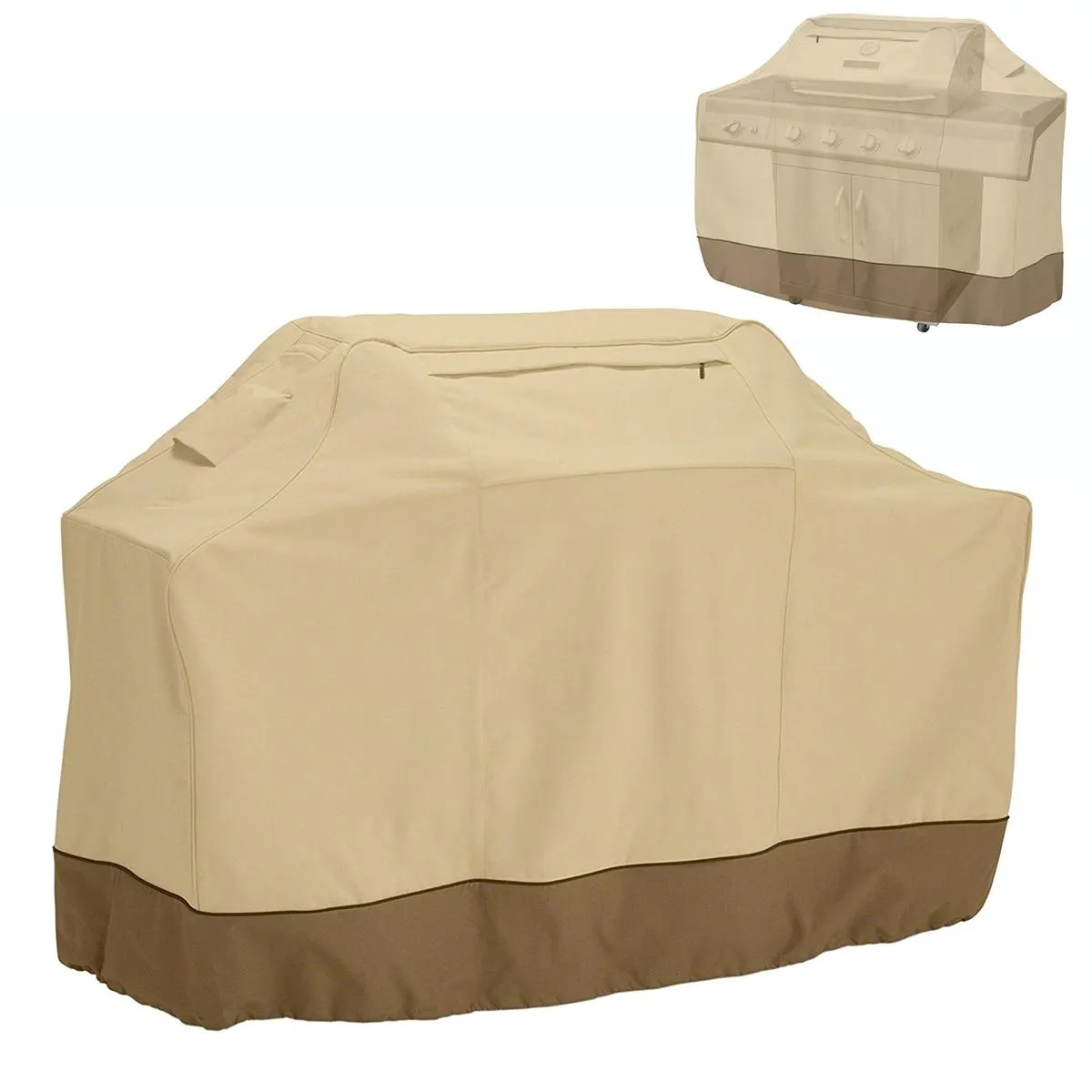 Waterproof Bbq Cover With Sundry Bag - 190X71X117Cm Beige