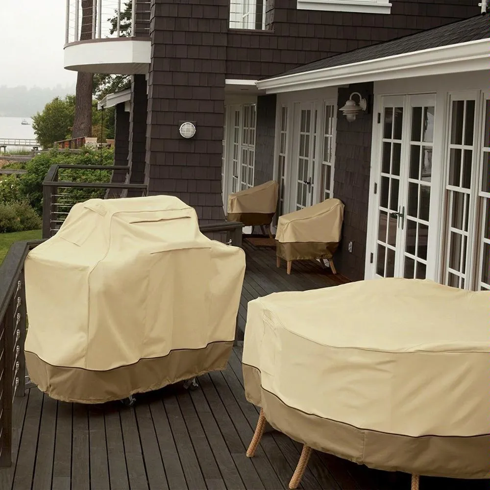 Waterproof Bbq Cover With Sundry Bag - Oxford Cloth 178X61X122Cm Beige