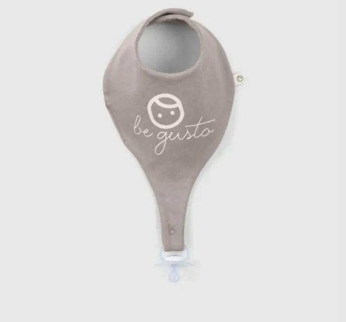 Waterproof Organic Bib Vintage Brown-with Pacifier Clip