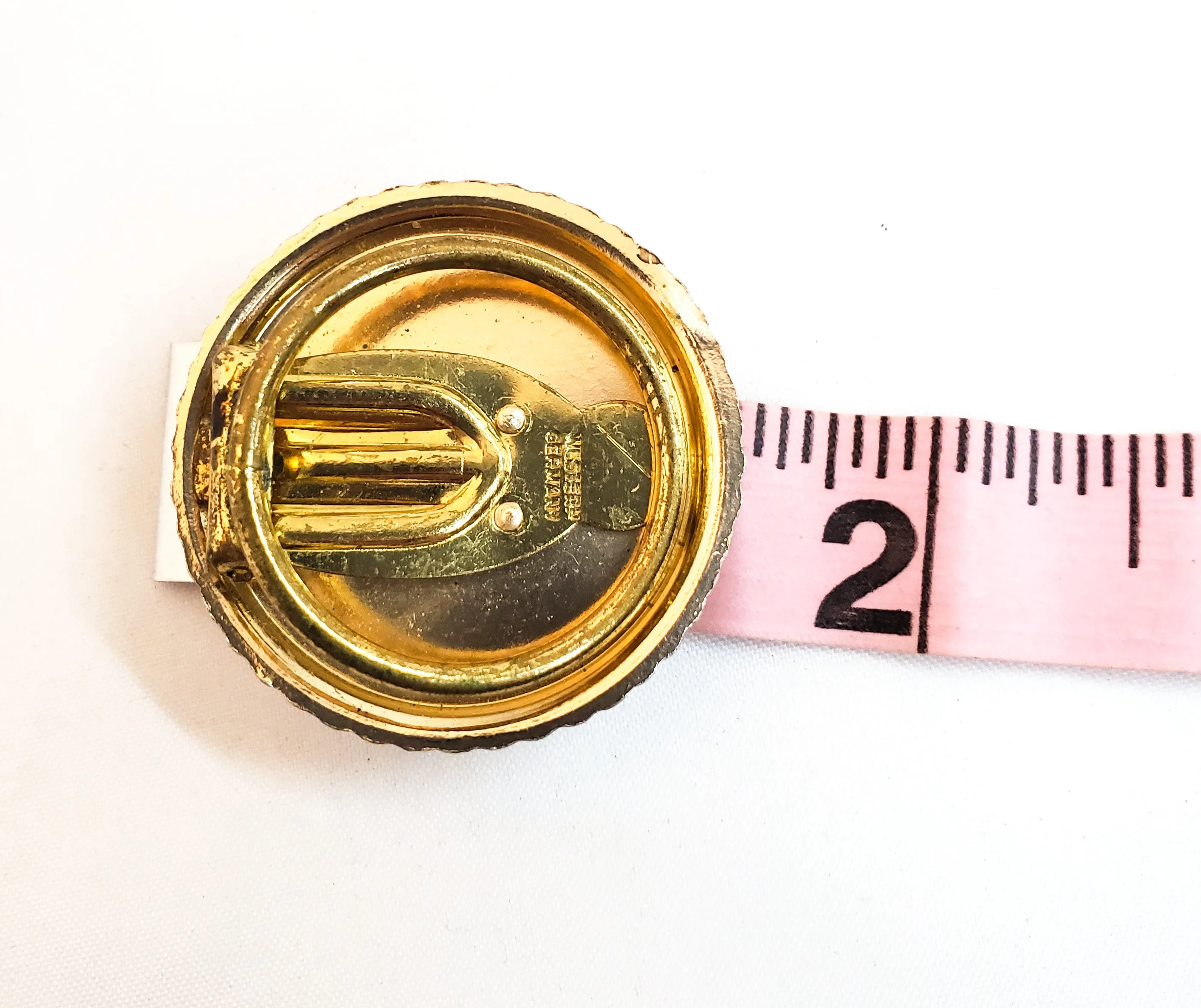 Western Germany Scarf clip Aurora Borealis molded glass flower vintage mid century rainbow