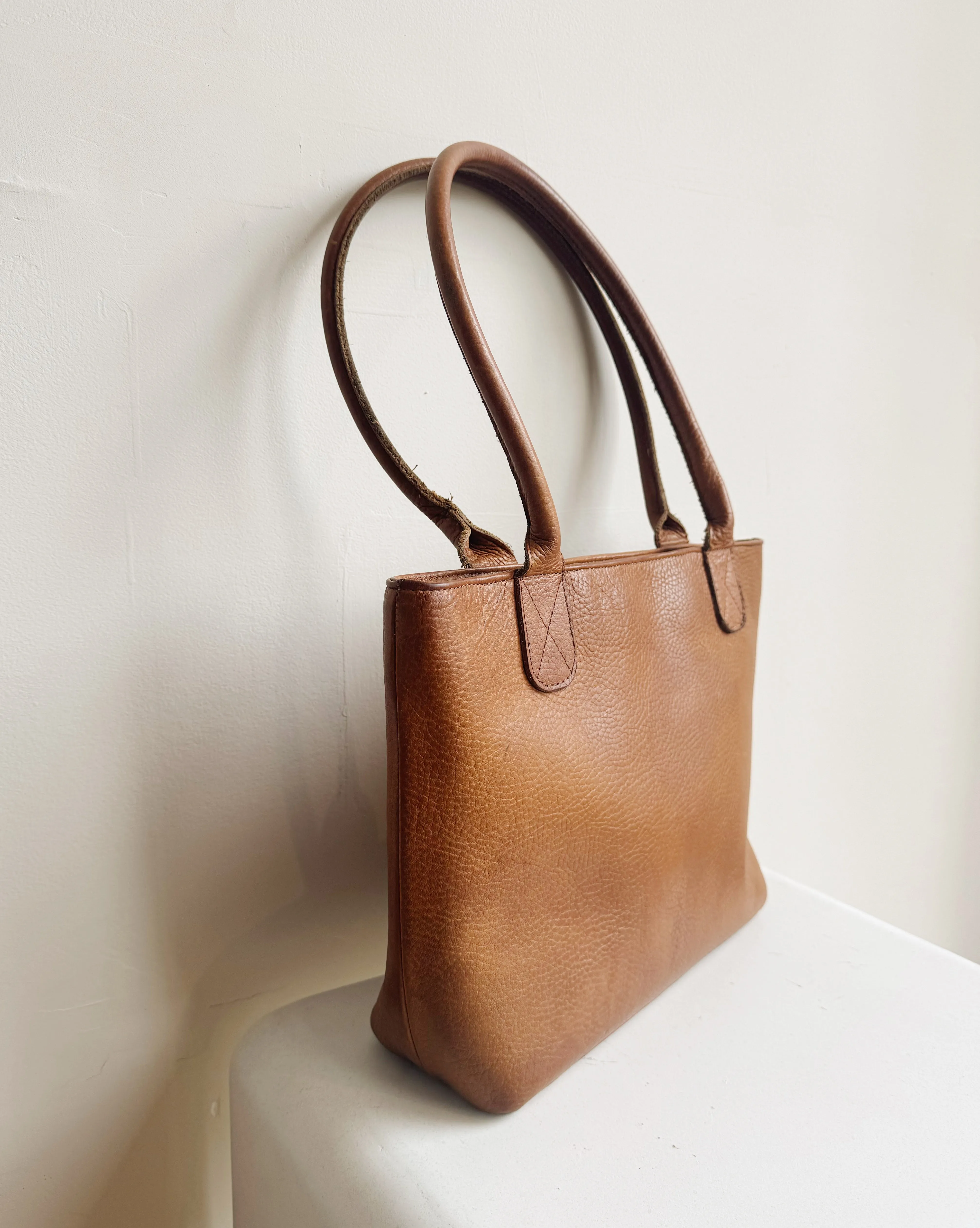 Whiskey Pebbled Leather Tote
