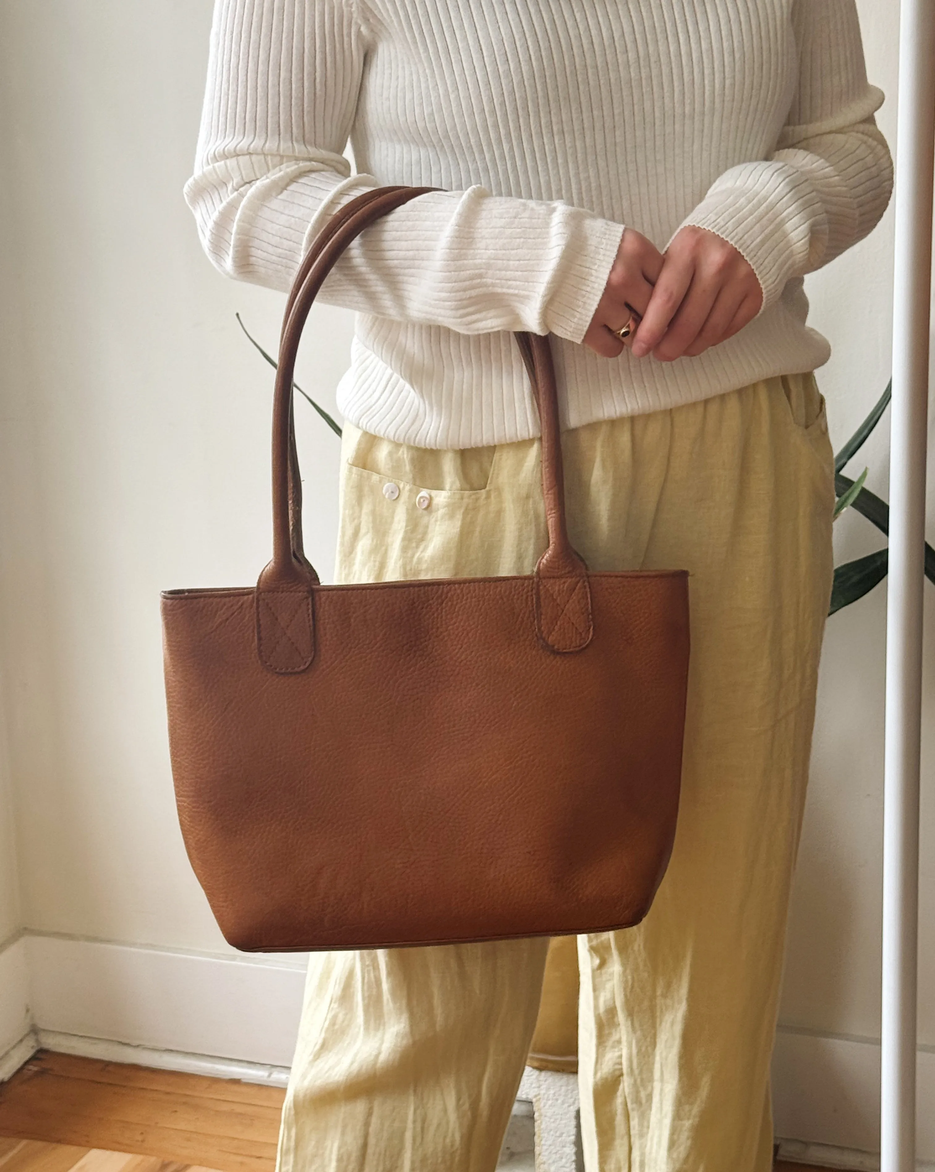 Whiskey Pebbled Leather Tote