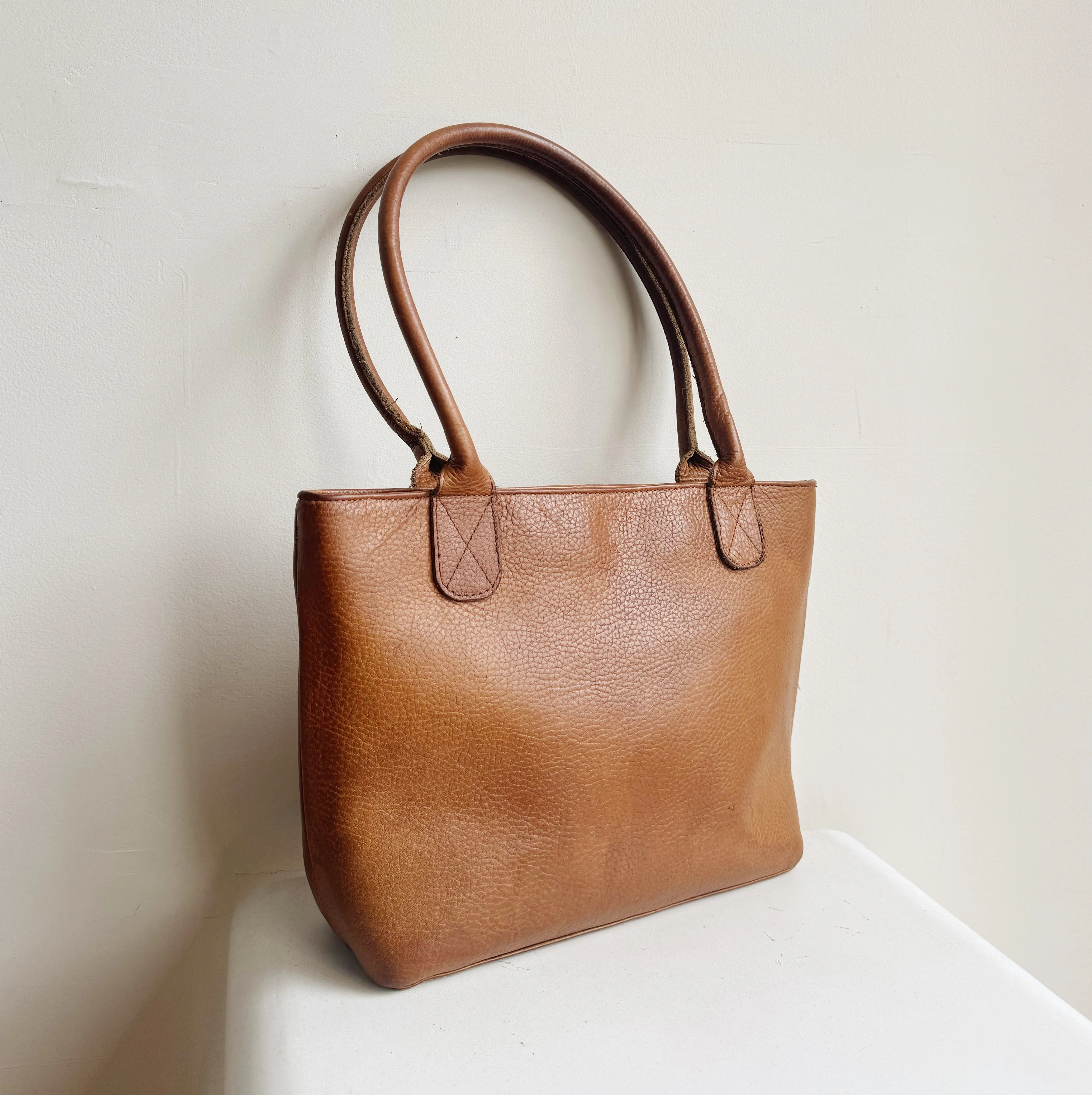 Whiskey Pebbled Leather Tote
