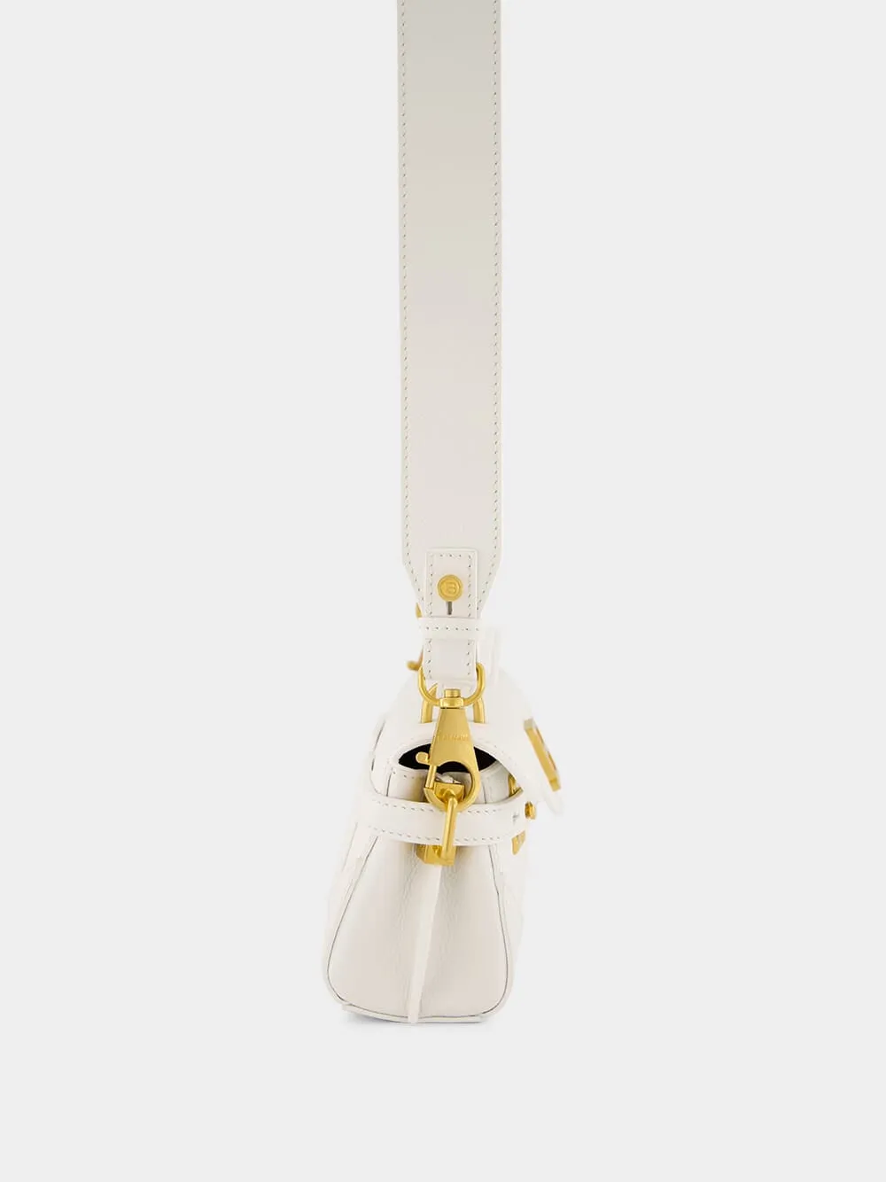 White B-Buzz Grained Calfskin Bag