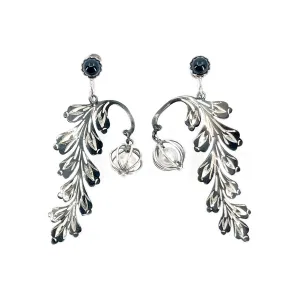 Wisteria Black Rhodium Akoya Saltwater Cultured Pearl Screwback Earrings- Sterling Silver
