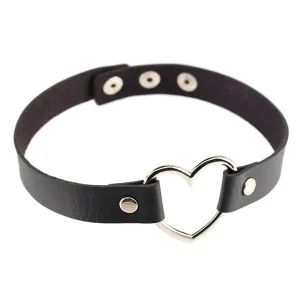 Women Lady Punk Goth Harajuku Grunge Leather Rivet Heart Collar Choker Statement Necklace Jewelry 14 Color